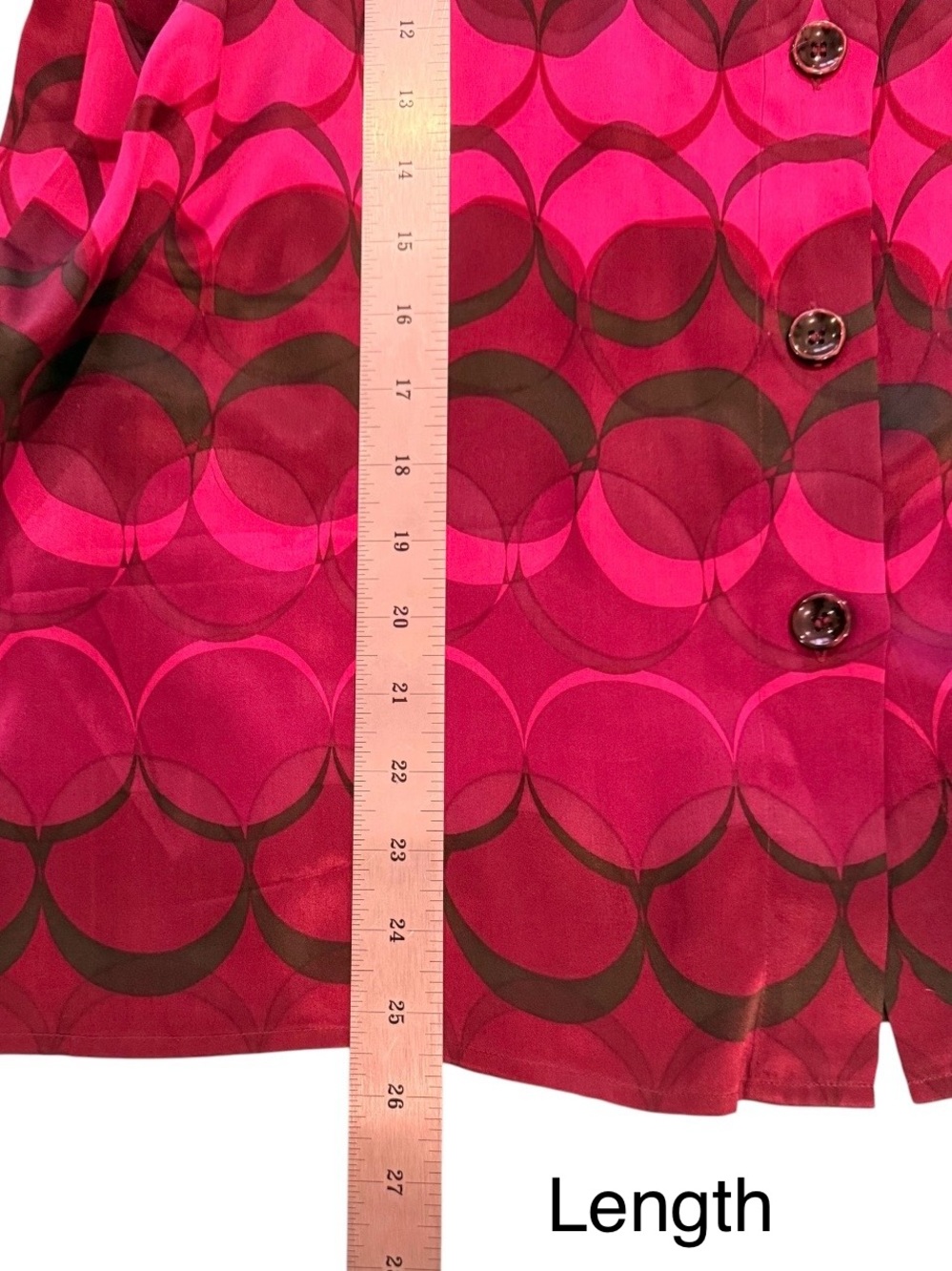Gianni Woman 100% Silk Blouse Plus Size 16W Pink Purple Geometric Button Front - Picture 7 of 10